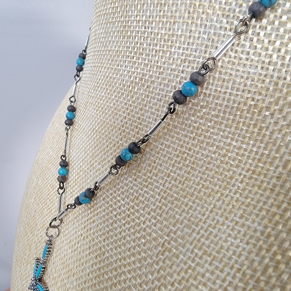 Zuni Style Faux Turquoise Beaded Necklace Star Starfish - Picture 12 of 17